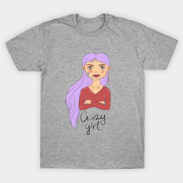 crazy girl T-Shirt by MaryArty